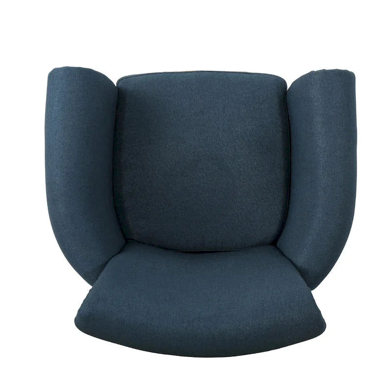 Poltrona a pozzetto imbottita blu navy 31 con borchie decorative