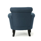 Poltrona a pozzetto imbottita blu navy 31 con borchie decorative