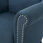 Poltrona a pozzetto imbottita blu navy 31 con borchie decorative
