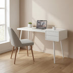 Natalia Scrivania Mid-Century Scandinava Bianca con Due Cassetti