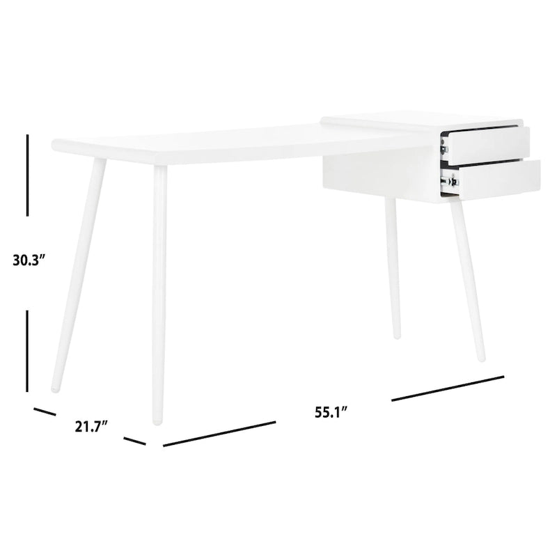 Natalia Scrivania Mid-Century Scandinava Bianca con Due Cassetti