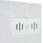 Divano letto matrimoniale in legno con sollevatore idraulico, armadio e mensola all-in-one, bianco
