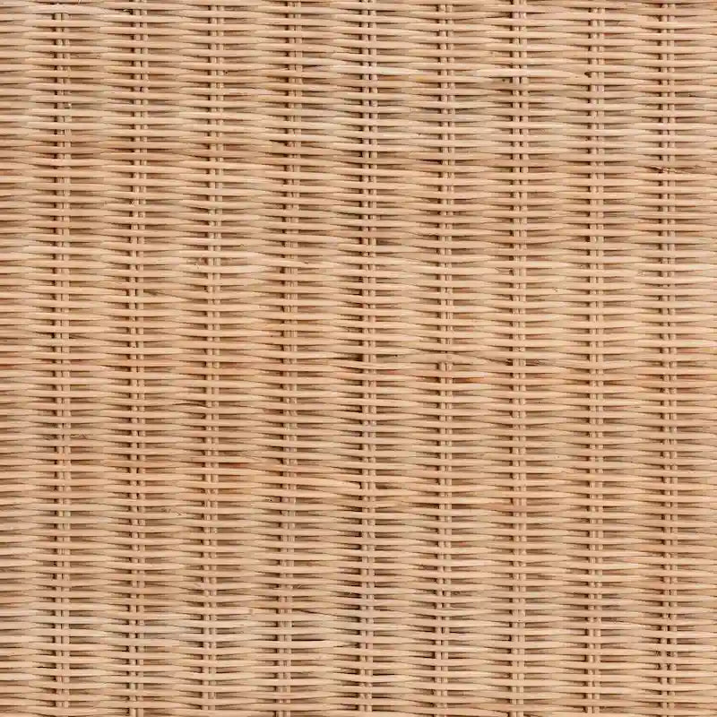 Tavolino intrecciato in rattan naturale con ripiano - Tavolino bohémien con dettagli ad anello, stile costiero per soggiorno o camera da letto