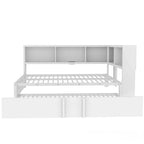 Divano letto con struttura in metallo, con libreria ad angolo, spondina di protezione, porte USB e letto estraibile, a basso profilo