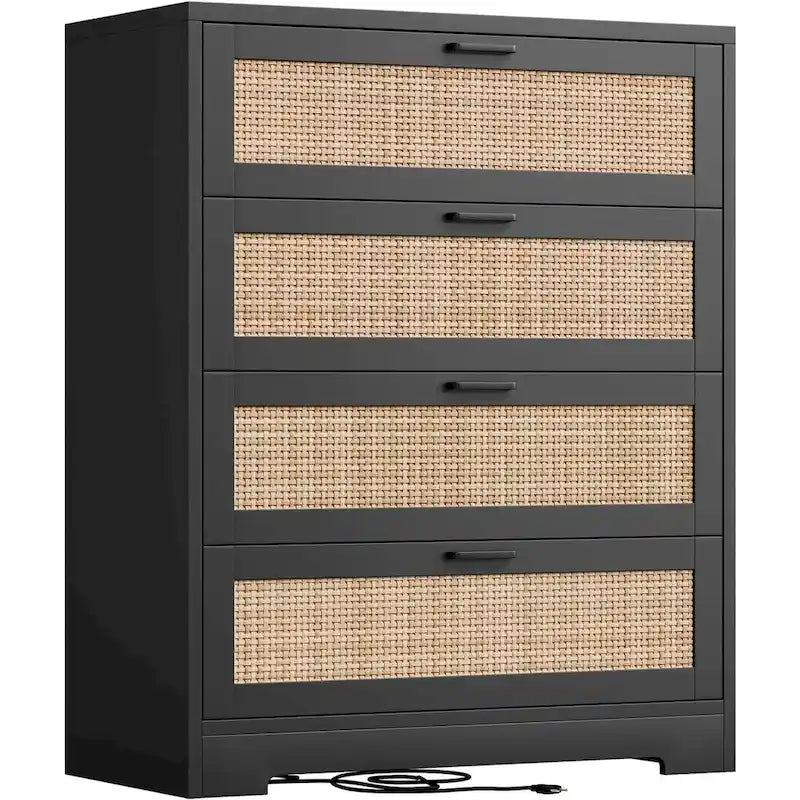 Cassettiera a 4 cassetti per camera da letto, Comò in Rattan