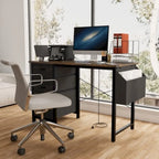 Scrivania da ufficio 120 cm, moderna postazione di lavoro reversibile con ripiano, 3 cassetti, prese di corrente e tasche laterali