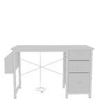 Scrivania da ufficio 120 cm, moderna postazione di lavoro reversibile con ripiano, 3 cassetti, prese di corrente e tasche laterali