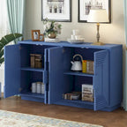 Madia a buffet vintage a 4 ante con scanalature e ripiani regolabili