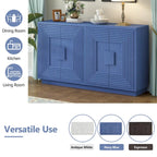 Madia a buffet vintage a 4 ante con scanalature e ripiani regolabili