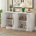 Madia a buffet vintage a 4 ante con scanalature e ripiani regolabili
