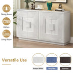 Madia a buffet vintage a 4 ante con scanalature e ripiani regolabili