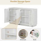 Madia a buffet vintage a 4 ante con scanalature e ripiani regolabili