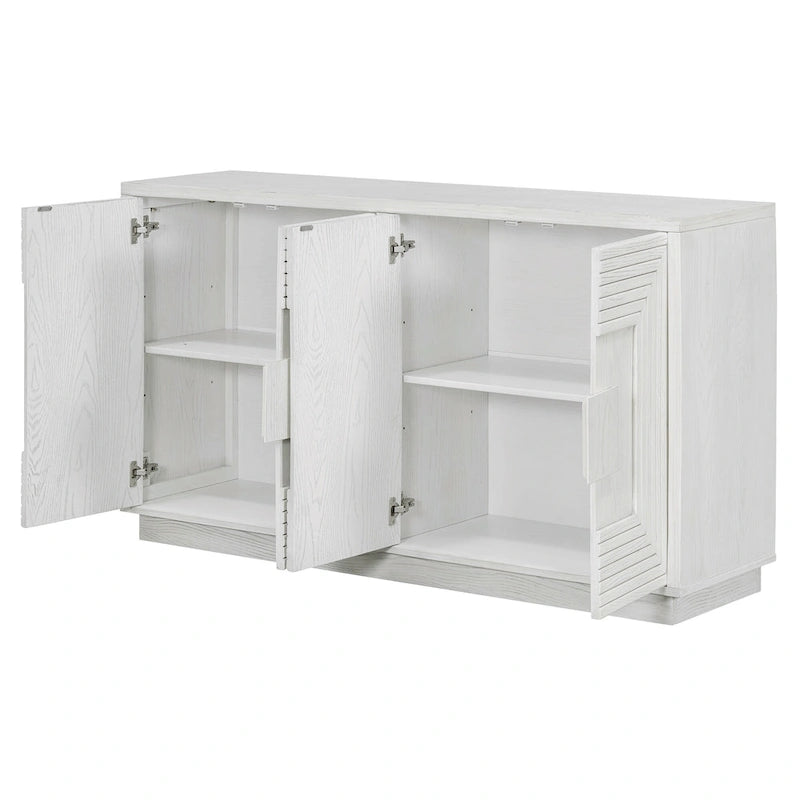 Madia a buffet vintage a 4 ante con scanalature e ripiani regolabili