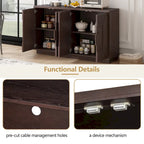 Madia a buffet vintage a 4 ante con scanalature e ripiani regolabili