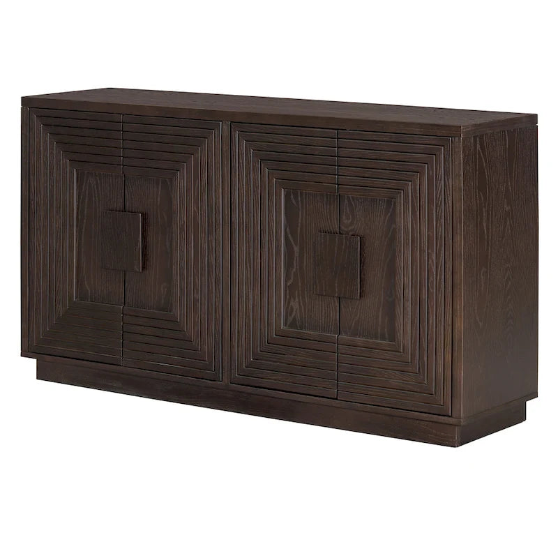 Madia a buffet vintage a 4 ante con scanalature e ripiani regolabili