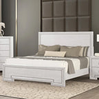  Klasiin Rustic White Wood Panel Bed