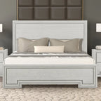 Letto con pannelli in legno bianco rustico