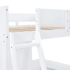 Letto a soppalco matrimoniale bianco in legno massello con scrivania e scaffale per bambini