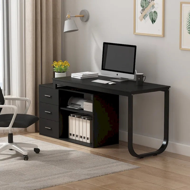 Scrivania a L da 55 pollici, Scrivania da Lavoro per Computer con Spazio di Archiviazione, 5 Colori