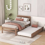 Letto estraibile a piattaforma in legno con finitura noce, misura singola