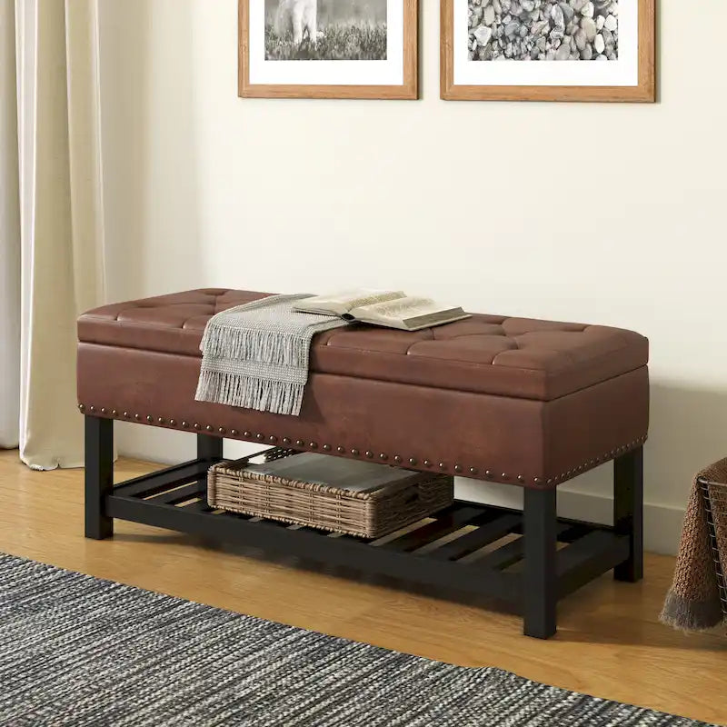 Panca pouf rettangolare Riley da 43 pollici - 43 L x 17 P x 19 A