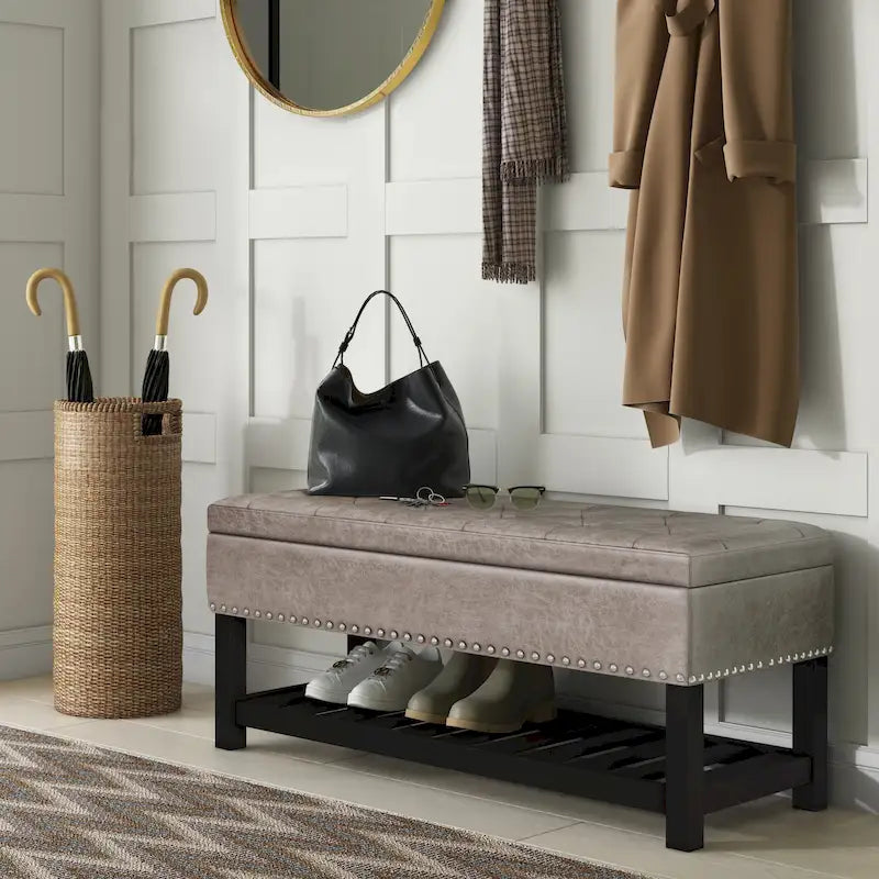 Panca pouf rettangolare Riley da 43 pollici - 43 L x 17 P x 19 A