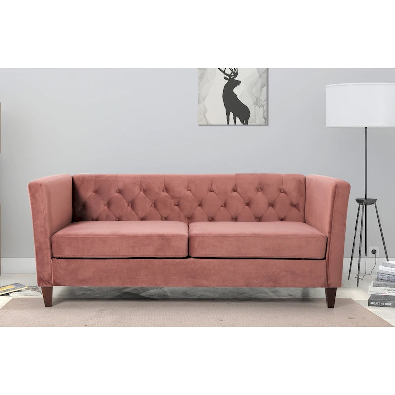 Divano a tre posti 73.3 Velvet con braccioli squadrati