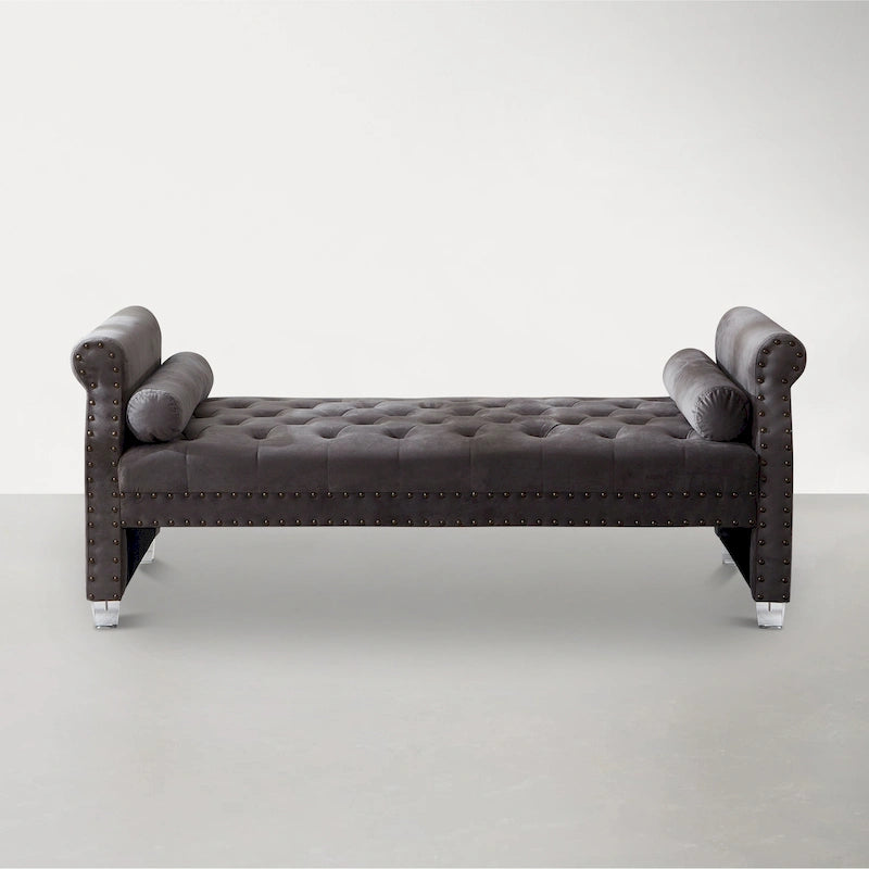 Chaise longue trapuntata con braccioli arrotolati