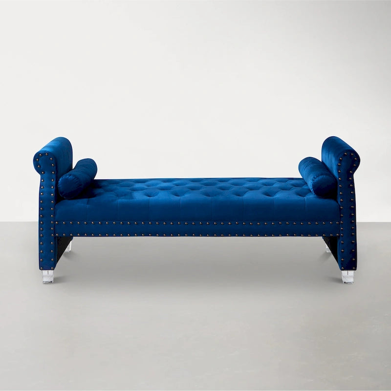 Chaise longue trapuntata con braccioli arrotolati