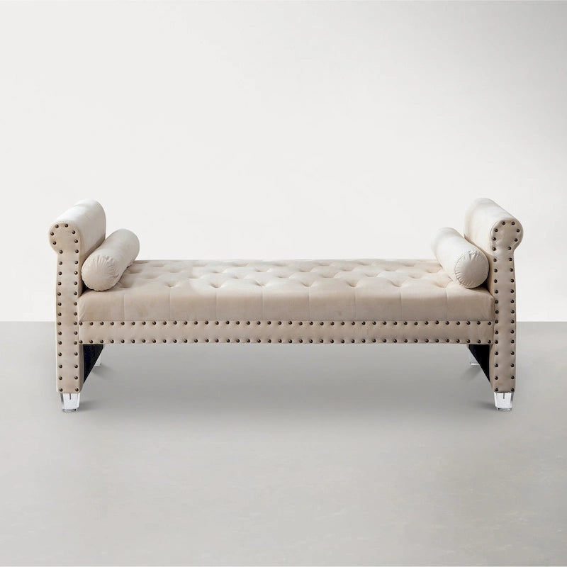 Chaise longue trapuntata con braccioli arrotolati