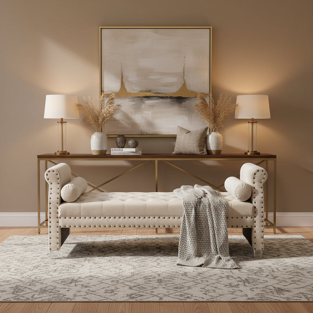   Rolled Arm Tufted Chaise Lounge