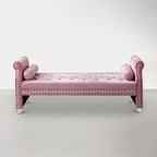 Chaise longue trapuntata con braccioli arrotolati