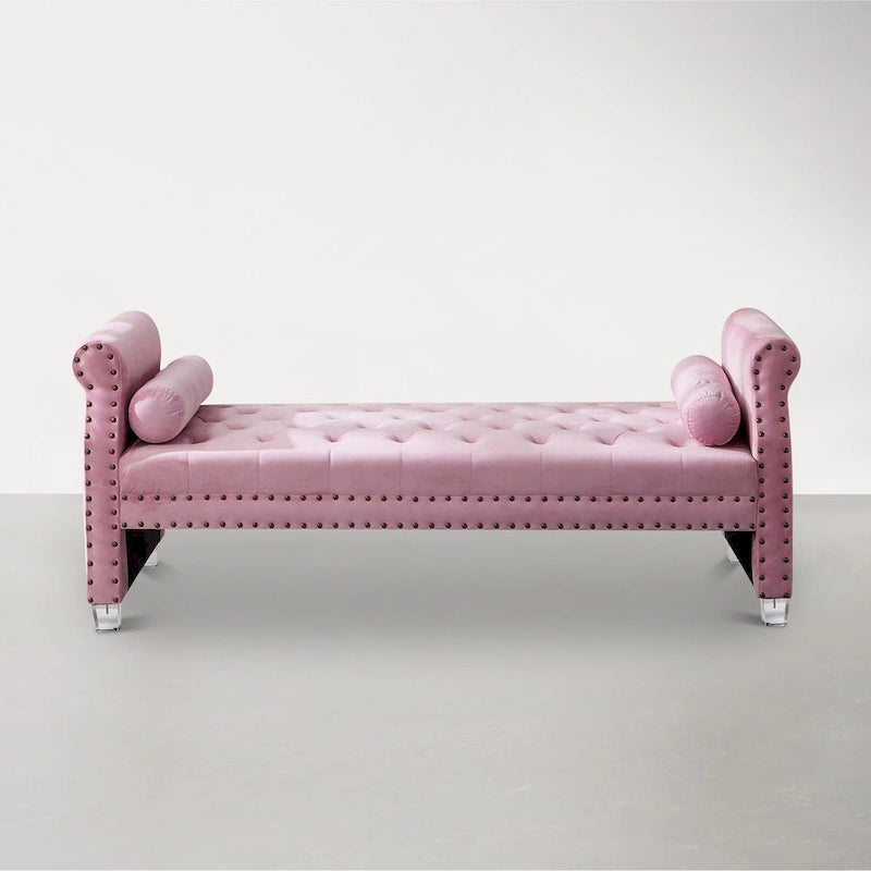 Chaise longue trapuntata con braccioli arrotolati