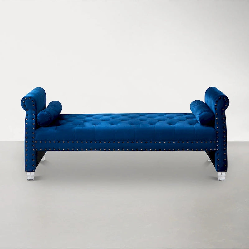 Chaise longue trapuntata con braccioli arrotolati