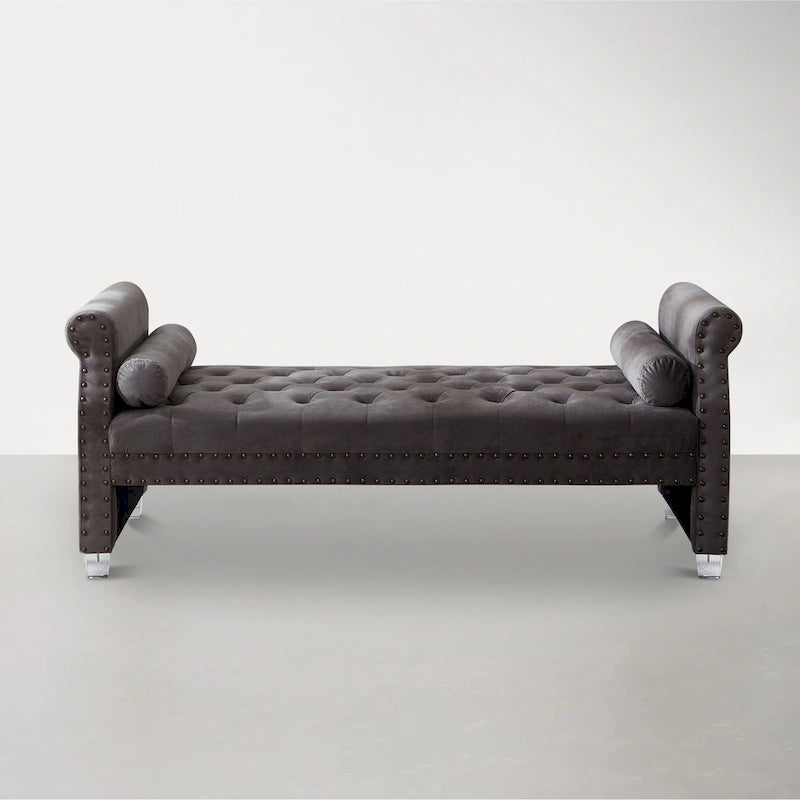 Chaise longue trapuntata con braccioli arrotolati