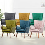 Poltrona moderna in velluto imbottita con schienale a orecchioni, set da 2 - 36,6 H x 28 L x 28,4 P
