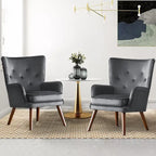Poltrona moderna in velluto imbottita con schienale a orecchioni, set da 2 - 36,6 H x 28 L x 28,4 P