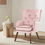 Poltrona moderna in velluto imbottita con schienale a orecchioni, set da 2 - 36,6 H x 28 L x 28,4 P