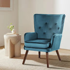 Poltrona moderna in velluto imbottita con schienale a orecchioni, set da 2 - 36,6 H x 28 L x 28,4 P