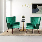 Poltrona moderna in velluto imbottita con schienale a orecchioni, set da 2 - 36,6 H x 28 L x 28,4 P