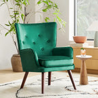 Poltrona moderna in velluto imbottita con schienale a orecchioni, set da 2 - 36,6 H x 28 L x 28,4 P