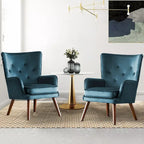 Poltrona moderna in velluto imbottita con schienale a orecchioni, set da 2 - 36,6 H x 28 L x 28,4 P