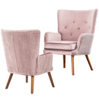 Poltrona moderna in velluto imbottita con schienale a orecchioni, set da 2 - 36,6 H x 28 L x 28,4 P