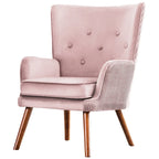Poltrona moderna in velluto imbottita con schienale a orecchioni, set da 2 - 36,6 H x 28 L x 28,4 P