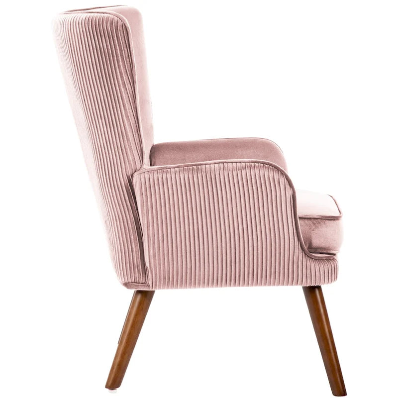 Poltrona moderna in velluto imbottita con schienale a orecchioni, set da 2 - 36,6 H x 28 L x 28,4 P