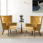Poltrona moderna in velluto imbottita con schienale a orecchioni, set da 2 - 36,6 H x 28 L x 28,4 P