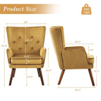 Poltrona moderna in velluto imbottita con schienale a orecchioni, set da 2 - 36,6 H x 28 L x 28,4 P