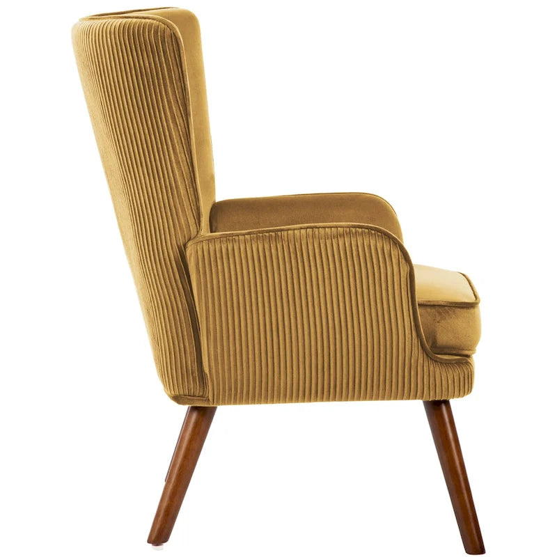 Poltrona moderna in velluto imbottita con schienale a orecchioni, set da 2 - 36,6 H x 28 L x 28,4 P