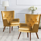Poltrona moderna in velluto imbottita con schienale a orecchioni, set da 2 - 36,6 H x 28 L x 28,4 P