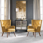 Poltrona moderna in velluto imbottita con schienale a orecchioni, set da 2 - 36,6 H x 28 L x 28,4 P